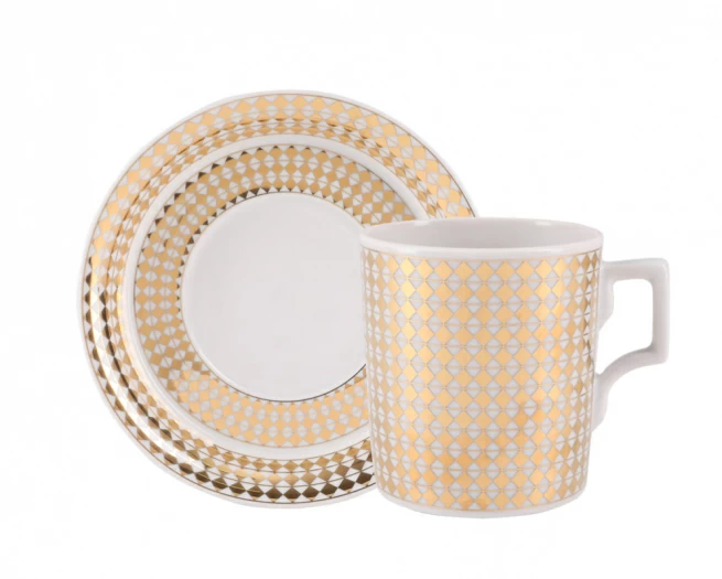 Чашка с блюдцем чайная форма Гербовая рисунок Зазеркалье. Ромбы, арт. 81.27711.00.1, 