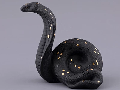 Скульптура форма Кобра, большой размер, в подарочной упаковке, рисунок Черное золото, арт. 81.32914.00.1