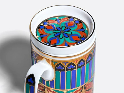 Бокал с блюдцем и крышкой 390 мл в подарочной упаковке, форма Топ, рисунок Готический 10, арт. 81.34169.00.1