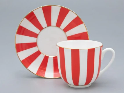 Чашка с блюдцем кофейная 180 мл форма Ландыш рисунок Да и нет (красный) арт. 81.25350.00.5, 