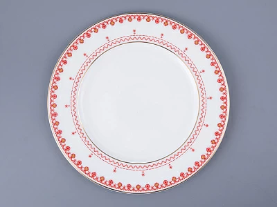 Тарелка плоская 270 мм форма Премиум рисунок Петушки-гребешки, арт 80.49802.00.1