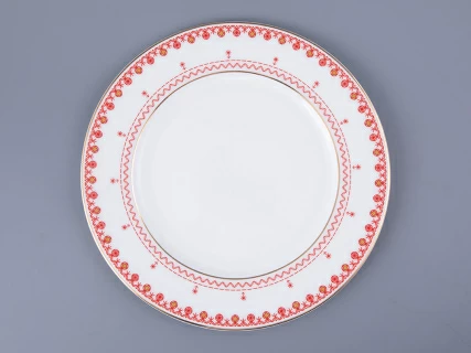 Тарелка плоская 270 мм форма Премиум рисунок Петушки-гребешки, арт 80.49802.00.1, 