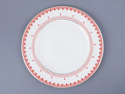 Тарелка плоская 270 мм форма Премиум рисунок Петушки-гребешки, арт 80.49802.00.1