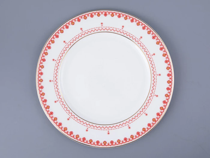 Тарелка плоская 270 мм форма Премиум рисунок Петушки-гребешки, арт 80.49802.00.1, 