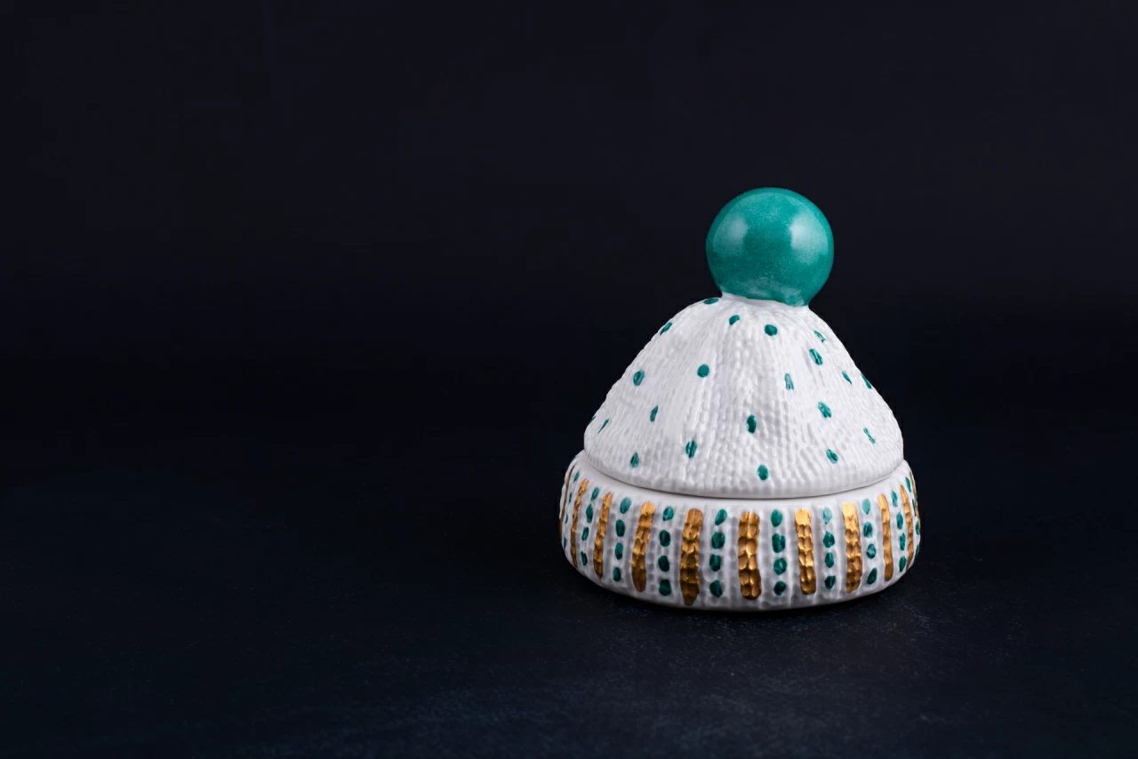 Шкатулка Детская Шапочка, рисунок Зеленый помпон, арт 60.14115.00.1, 