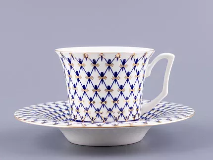 Чашка с блюдцем кофейная 145 мл форма Юлия рисунок Кобальтовая сетка арт. 81.20119.00.1