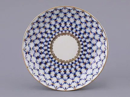 Чашка с блюдцем чайная форма Тюльпан рисунок Кобальтовая сетка, арт 81.10105.90.1