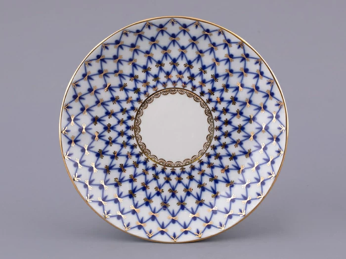 Чашка с блюдцем чайная форма Тюльпан рисунок Кобальтовая сетка, арт 81.10105.90.1, 