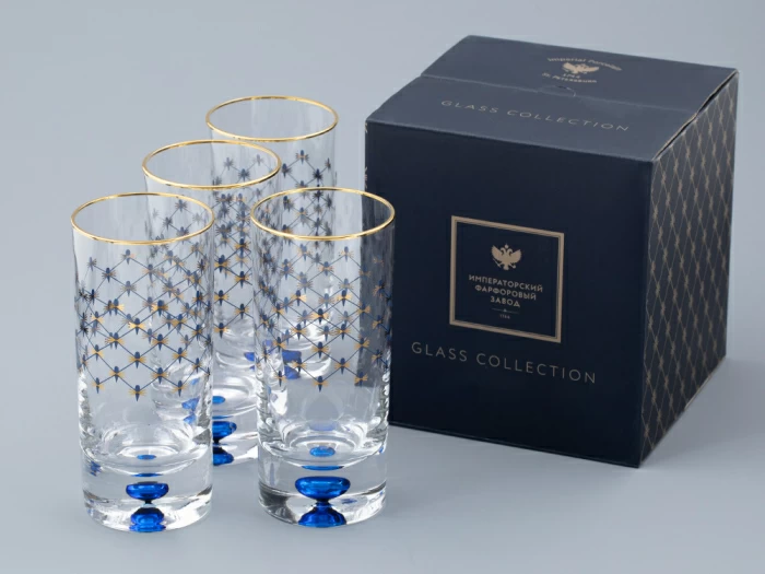 Набор из 4-х высоких стаканов Кобальтовая сетка 300 мл арт. 14.11004.07, 