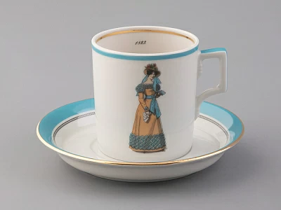 Чашка с блюдцем чайная 220 мл форма Гербовая рисунок Modes de Paris 1823 арт. 81.25412.00.1 Чашка с блюдцем чайная 220 мл форма Гербовая рисунок Modes de Paris 1823 арт. 81.25412.00.1