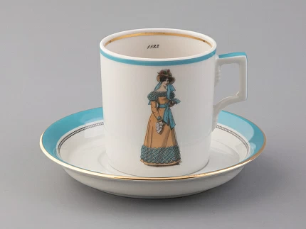 Чашка с блюдцем чайная 220 мл форма Гербовая рисунок Modes de Paris 1823 арт. 81.25412.00.1