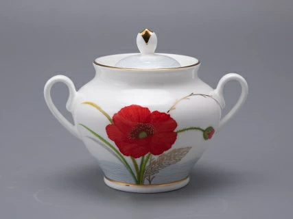 Сервиз чайный форма Весенняя 2 рисунок Маки на 6 персон 14 предметов, арт. 81.34140.00.1, 