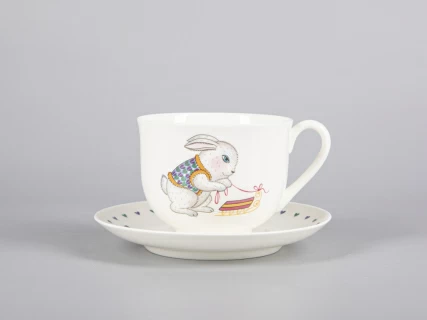 Чашка с блюдцем чайная 335 мл форма Ландыш рисунок Саночки арт. 81.30680.00.1, 