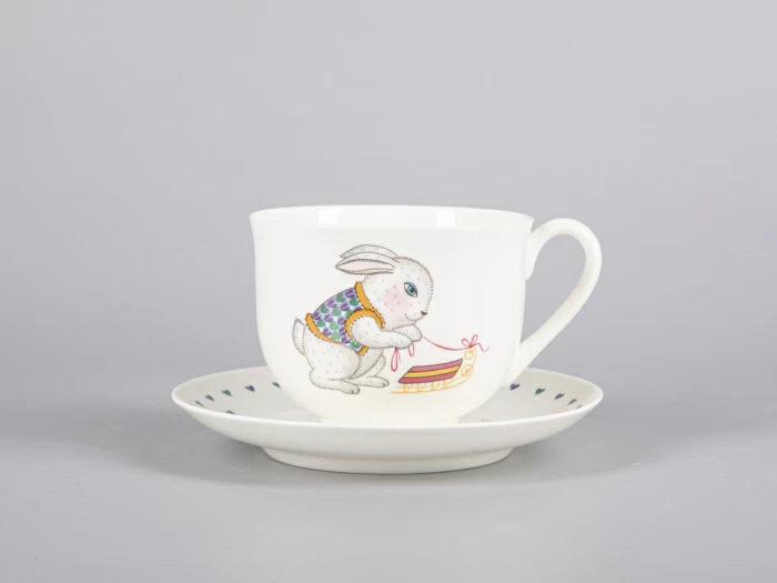 Чашка с блюдцем чайная 335 мл форма Ландыш рисунок Саночки арт. 81.30680.00.1, 