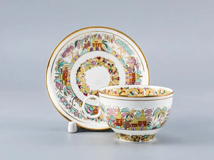 Чашка с блюдцем чайная Яблочко Пейзажный фриз 160 мл арт. 81.15456.00.1, 