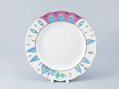 Тарелка мелкая 270 мм. форма Тюльпан рисунок Перо павлина, арт. 80.97651.00.1