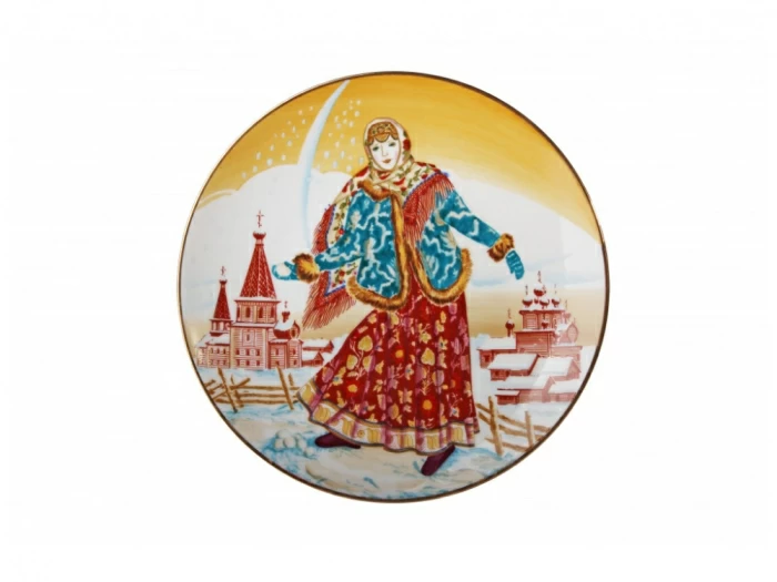 Декоративная тарелка 195 мм форма Эллипс рисунок Девушка со снежком арт. 80.09363.00.1, 