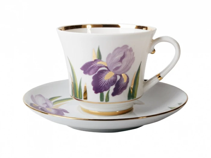 Чашка с блюдцем чайная 220 мл форма Банкетная рисунок Ирисы арт. 81.17478.00.1, 