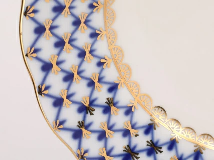 Трехпредметный комплект чайный форма Тюльпан рисунок Кобальтовая сетка арт. 81.10103.90.1, 