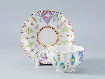 Сервиз чайный форма Тюльпан рисунок Перо павлина, 6 персон 14 предметов, арт. 81.27962.00.1