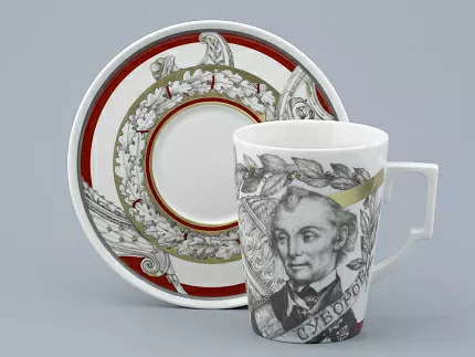 Бокал с блюдцем в подарочной упаковке, форма Гранд, рисунок Полководцы России Александр Суворов, арт. 81.32549.00.1