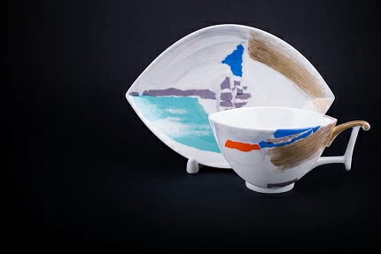 Чашка с блюдцем Белая ночь. Палитра, на форме Ковчег, арт. 61.21017.00.1