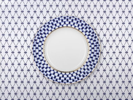 Подарочный набор Скатерть квадратная 145х145 Кобальтовая сетка Синяя арт. 14.01151.02, 