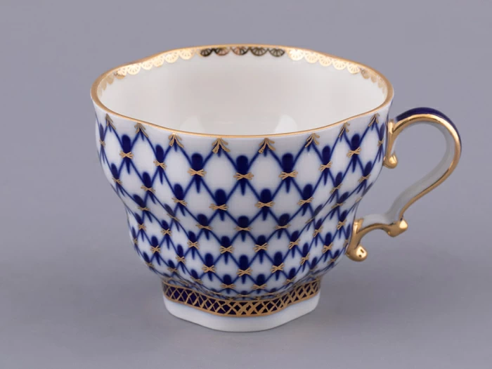 Чашка с блюдцем и с крышкой чайная 250 мл форма Подарочная-2 рисунок Кобальтовая сетка арт. 81.15419.00.1, 