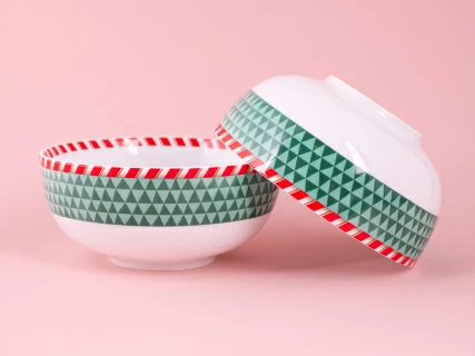 Набор салатников 2шт 160 мм, форма Восточная, рисунок Зимняя история (зеленый) арт. 81.11370.00.1, 