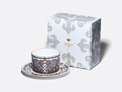 Чашка с блюдцем 300 мл в подарочной упаковке форма Идиллия рисунок Барокко, арт. 81.34917.00.1