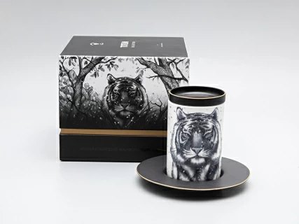 Бокал с блюдцем Тотем в подарочной упаковке, рисунок Тигр арт. 81.30082.00.1, 