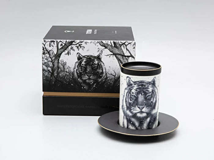 Бокал с блюдцем Тотем в подарочной упаковке, рисунок Тигр арт. 81.30082.00.1, 