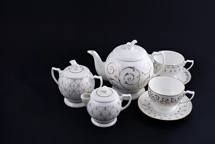 Сервиз чайный Жемчуг на форме Жемчужина, 7 предметов на 2 персоны, арт 61.20975.00.1