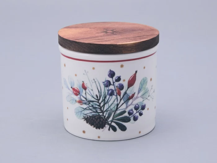 Набор банок 80 мм с деревянной крышкой (3 предмета), в подарочной упаковке, форма Стандартная, рисунок Календа, арт 42.00071.00.1, 