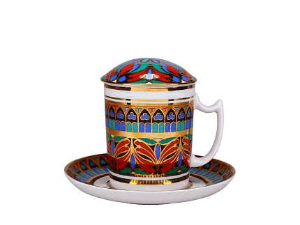 Бокал с блюдцем и с крышкой 380 мл форма Снежное утро рисунок Готический 10 арт. 81.25193.00.1