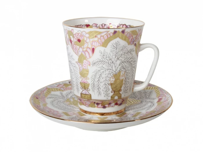 Чашка с блюдцем кофейная 165 мл форма Майская рисунок Золотые вазочки арт. 81.10378.00.1, 