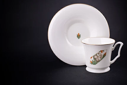 Чашка с блюдцем кофейная, рисунок Конфета Белочка, форма Юлия, арт 61.21056.00.1