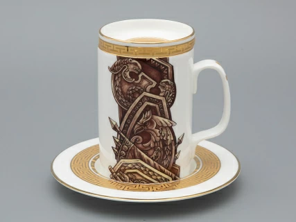 Подарочный набор Бокал с блюдцем и крышкой форма Топ рисунок Слава Веков бронза, арт. 81.33062.00.1, 