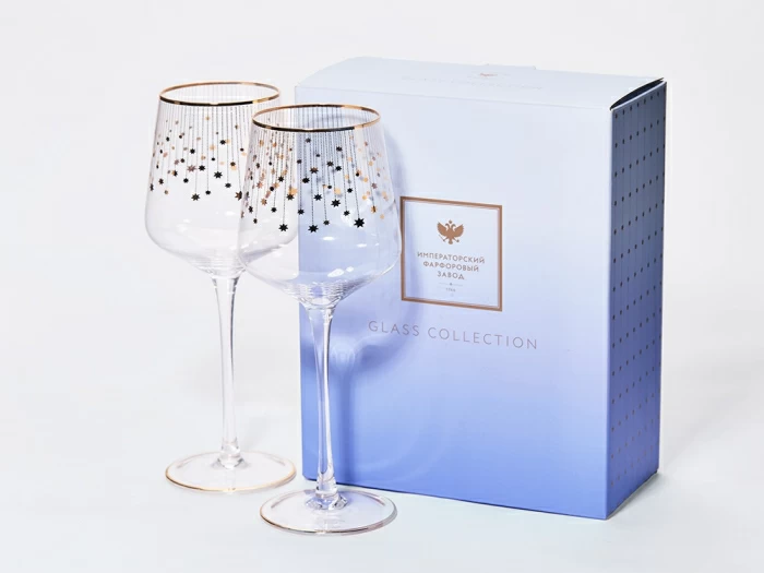 Набор из 2-х бокалов для вина 430 мл в подарочной упаковке, рисунок Азур золотой, арт 14.11447.07, 