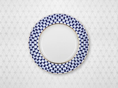 Подарочный набор Скатерть 145x145 Кобальтавая сетка белая арт. 14.01065.02