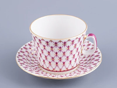 Чашка с блюдцем чайная 200 мл форма Молодежная рисунок Сетка-Блюз 2 арт. 81.24869.00.1