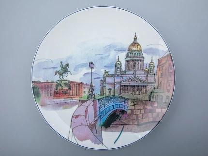 Декоративная тарелка 195 мм форма Эллипс рисунок Санкт-Петербург. Синий мост арт. 80.88387.00.1 Декоративная тарелка 195 мм форма Эллипс рисунок Санкт-Петербург. Синий мост арт. 80.88387.00.1
