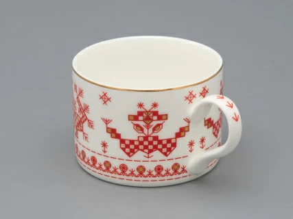 Чашка с блюдцем 250 мл форма Премиум рисунок Петушки-гребешки, арт 81.33558.00.1, 