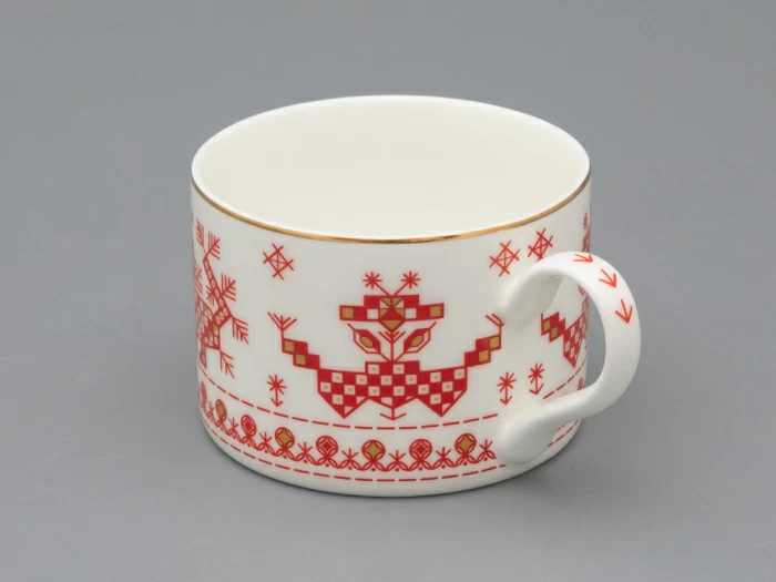 Чашка с блюдцем 250 мл форма Премиум рисунок Петушки-гребешки, арт 81.33558.00.1, 