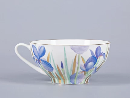 Чашка с блюдцем чайная 300мл, форма Купольная, рисунок Ирисы 2, арт 81.29657.00.1 Чашка с блюдцем чайная 300мл, форма Купольная, рисунок Ирисы 2, арт 81.29657.00.1