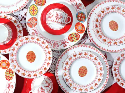 Блюдо круглое 310 мм форма Премиум рисунок Петушки-гребешки, арт 80.49803.00.1