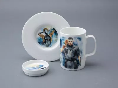 Бокал с блюдцем и крышкой 400мл в подарочной упаковке, форма Топ, рисунок Atomic Heart 1, арт 81.34448.00.1