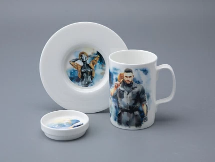 Бокал с блюдцем и крышкой 400мл в подарочной упаковке, форма Топ, рисунок Atomic Heart 1, арт 81.34448.00.1