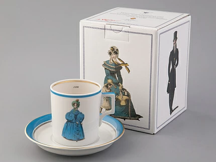 Чашка с блюдцем чайная 220 мл форма Гербовая рисунок Modes de Paris 1836 арт. 81.25417.00.1