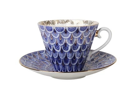 Чашка с блюдцем чайная 235 мл форма Лучистая рисунок Незабудка арт. 81.10305.00.1